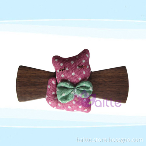 Handmade Carton cat wooden bow tie for Children